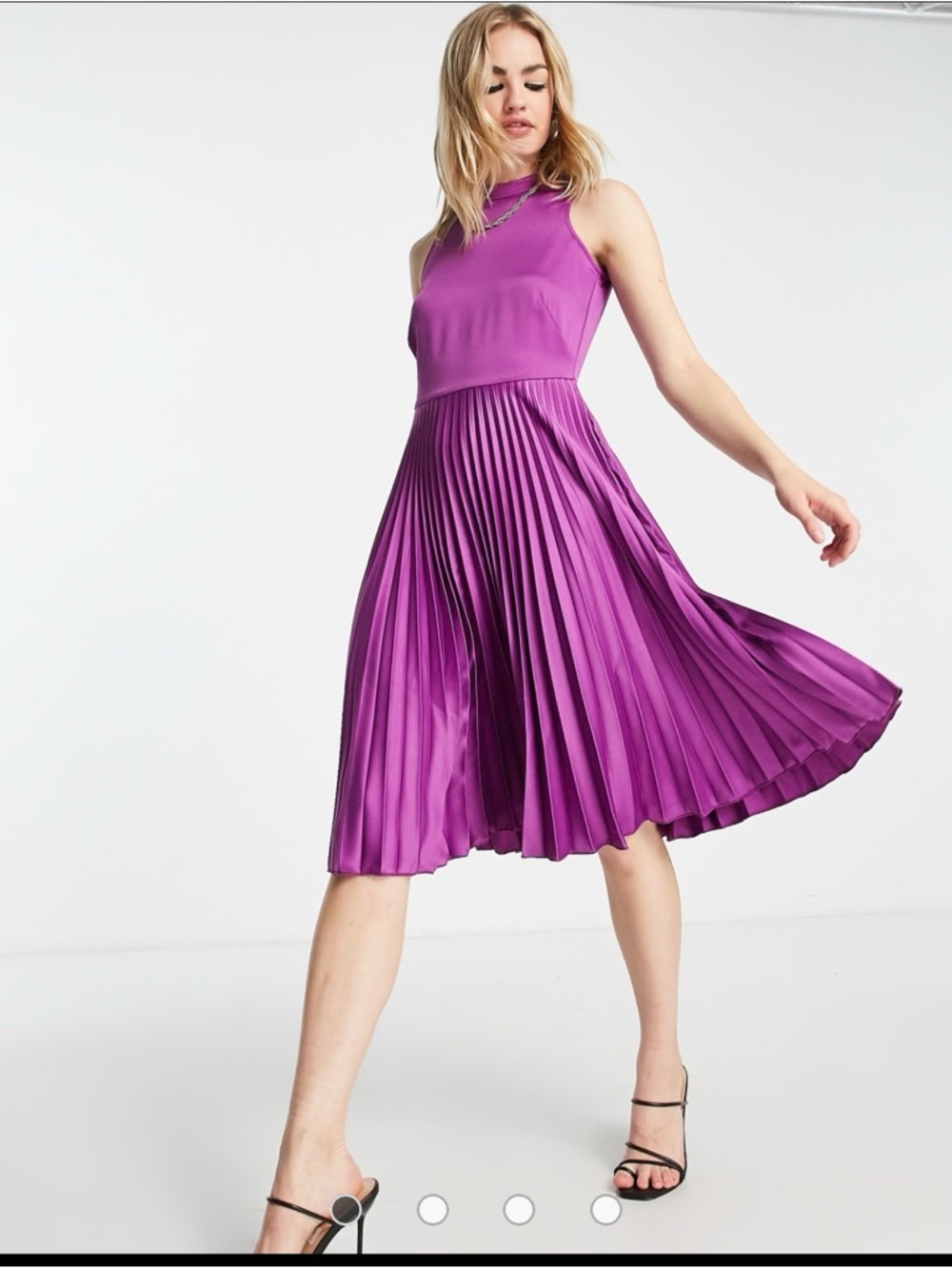 Closet Sleeveless Pleated Midi Dress in Purple